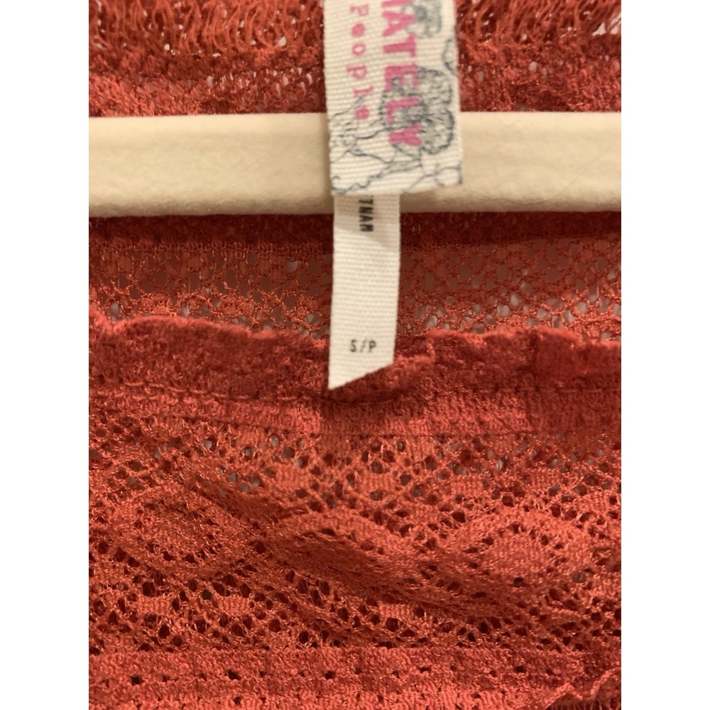 NWT Free People Textured Pucker Lace Cami Peplum Sleeveless Top Sheer Red Sz S - Picture 5 of 7